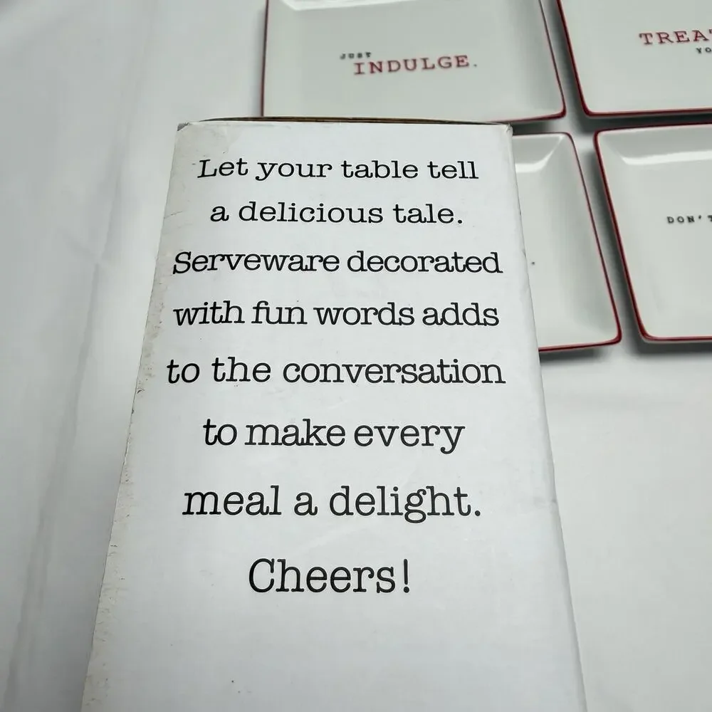 The Cellar Appetizer Plates Set of 4 Inspirational Porcelain Serving Trays NIB